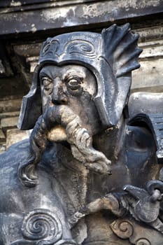 Grim warrior on a façade in Dresden