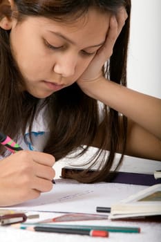 Teenage girl doing homework