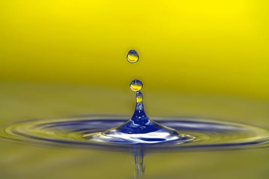 Yellow blue water droplets