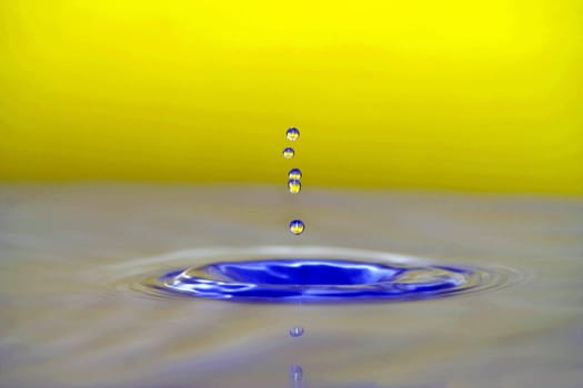 Water droplets yellow blue