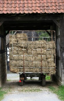Trailer loaded with straw