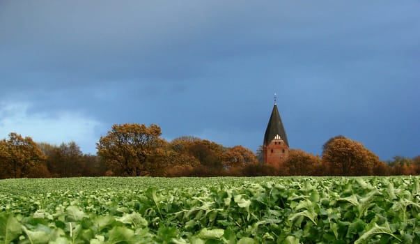 Church in front of the November sky