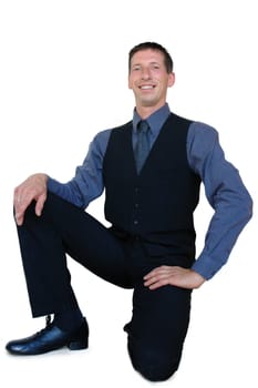 Man 30plus kneeling upright