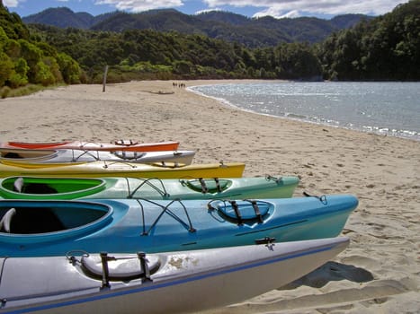 Tourist kayaks in New Zealand