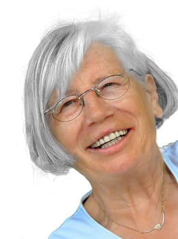 Pensioner laughs happily