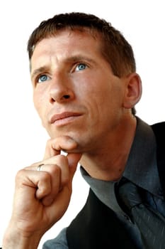 Businessman seriously thoughtful