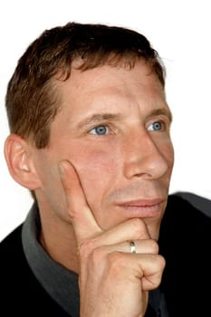 Businessman seriously focusing