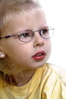 Girl 3 years old with glasses cut-out