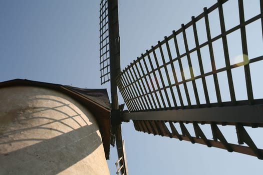 Detail of a historic cap windmill in Kalletal-Bavenhausen (Lipperland)