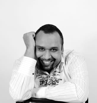 Man laughs