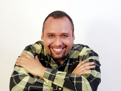 Man laughs