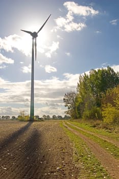 Backlit wind turbine