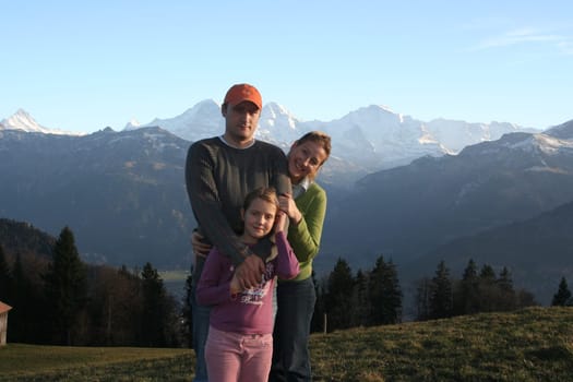 Funny family on the mountain