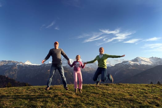 Funny family jump