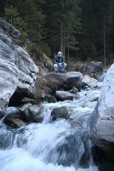 by water