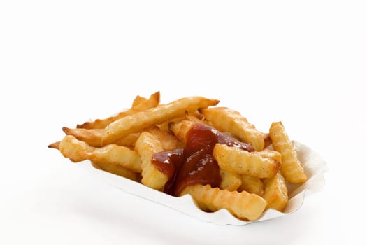 Bowl with French fries and ketchup