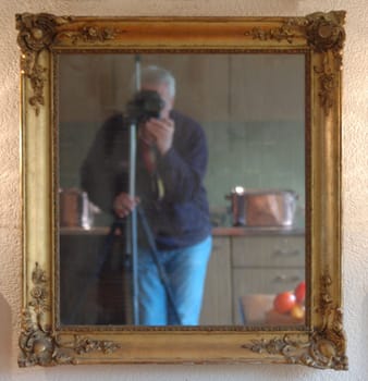 Antique mirror with photographer