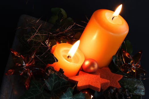 two orange candles