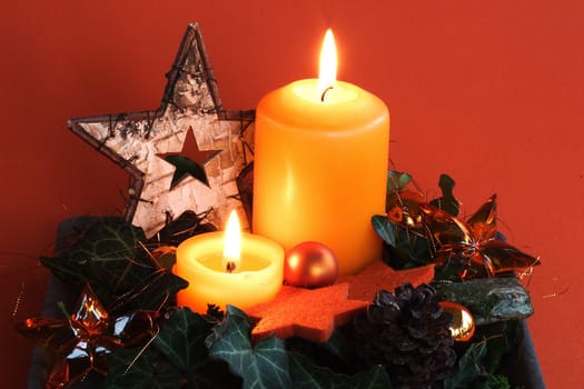 two orange candles