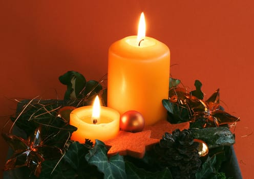 two orange candles