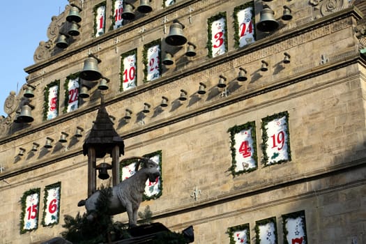 Giant calendar at the wedding house in Hamelin (Lower Saxony)