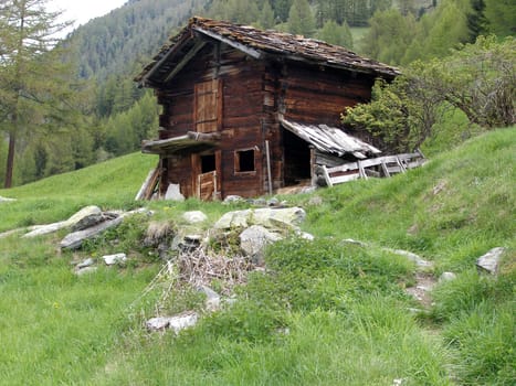 This old house stands on a mountain near Zermatt.