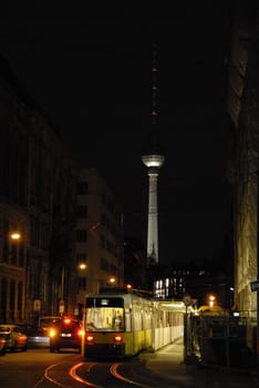 Television tower at night
