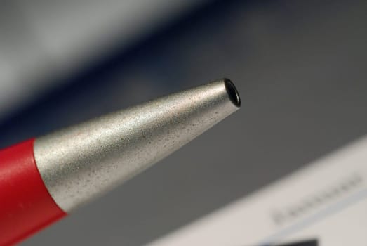 Pen red silver
