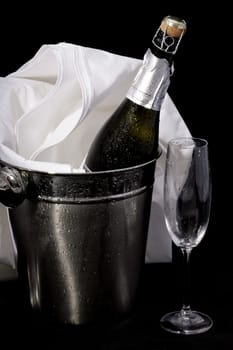 Sparkling wine in a champagne bucket