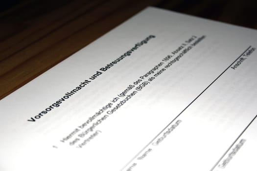 Under German law,a power of attorney authorizes another person to perform all or certain tasks for the principal in the event of an emergency. With the power of attorney,the authorized representative becomes a representative
