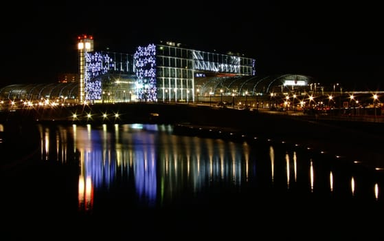 Illuminated Berlin Central Station