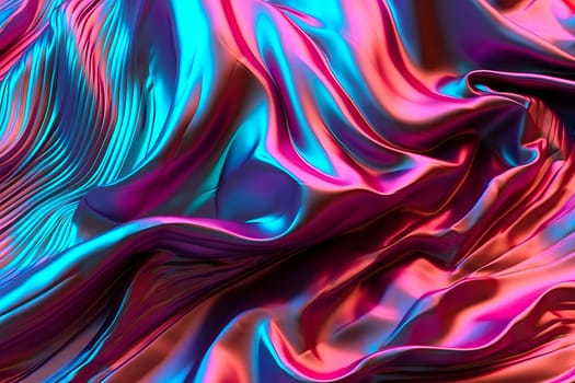 abstract neon colored crumpled electric silk full-frame background. Neural network generated in May 2023. Not based on any actual scene or pattern.