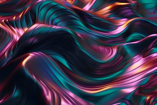 abstract neon colored crumpled electric silk full-frame background. Neural network generated in May 2023. Not based on any actual scene or pattern.