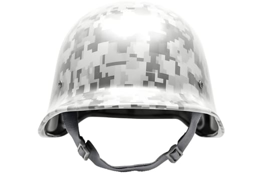 20-th century combat infantry helmet on white background. Neural network generated in May 2023. Not based on any actual person, scene or pattern.