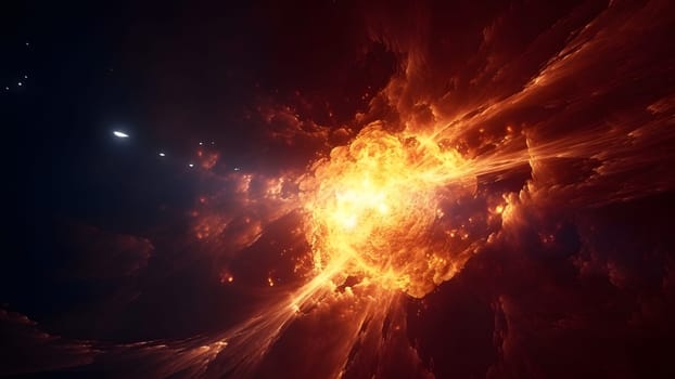 fantastic space nebula with glowing plasma flows on black background. Neural network generated in May 2023. Not based on any actual scene or pattern.