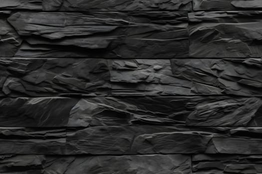 Seamless texture of dark grey black slate tile wall. Neural network generated in May 2023. Not based on any actual person, scene or pattern.
