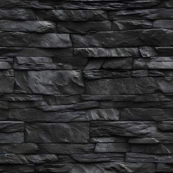 Seamless texture of dark grey black slate tile wall. Neural network generated in May 2023. Not based on any actual person, scene or pattern.