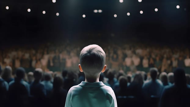 everyone turned their backs on the child, view from behind. Neural network generated in May 2023. Not based on any actual person, scene or pattern.
