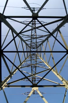 Electricity pylon from below
