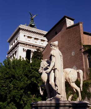 ... at the Capitoline Hill in Rome,in the background the Vittoriano and the church of Santa Maria Aracoeli - 6x7