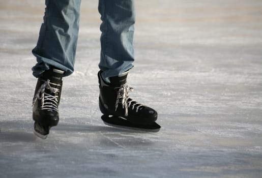 Skaters on an ice rink