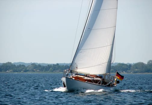 This classic yacht is sailed alone by a 73-year-old. He spends the summer in Sweden every year,then sails from Hamburg up to the Stockholm archipelago. He has owned the ship for 40 years,it was built according to his ideas at the time.