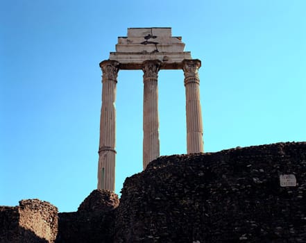 ... Temple of Castor and Pollux at the old "Roman market place"",inaugurated in 484 BC - 6x7"