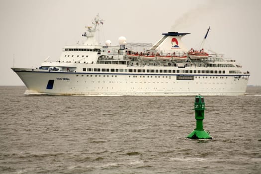The Van Gogh cruise ship in the North Sea off Cuxhaven