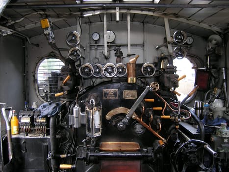 View of the driver's cab of the first locomotive of the Harz narrow-gauge railway. It went into operation in 1897. It's a mallet locomotive! Your number is: 99 5901