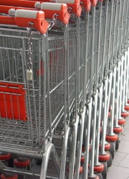 Shopping trolley in parking position