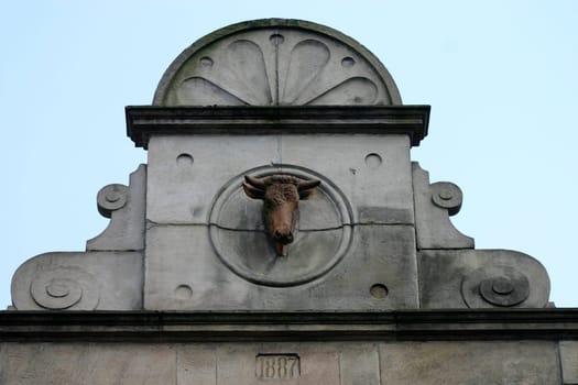 Unusual gable decoration on a town house in Lemgo (Lippe district,North Rhine-Westphalia)