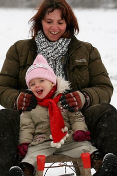 Fun while tobogganing