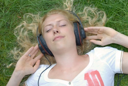 Young woman relaxing with music