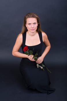 Miryam kneeling with Rose